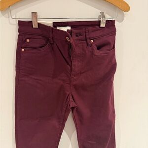 H&M slim fit high waist Burgundy Skinny Jeans (c)